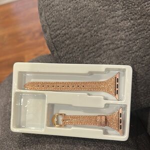 WFEAGL Elegant Glitter Rosegold Leather Apple Watch Band for Women